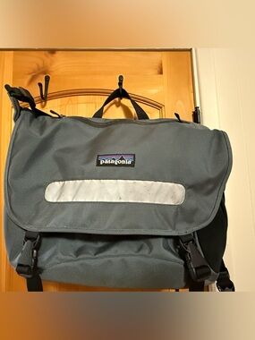 Patagonia Slate Blue Messenger Bag with Reflective Accent